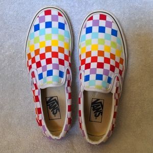 Vans Rainbow checkered slip on shoes